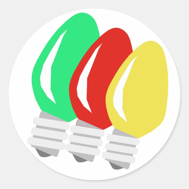 Adesivo Redondo Feliz e luzes de Natal brilhantes (Frente)