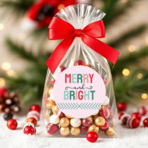 Adesivo Redondo Feliz e Natal brilhante