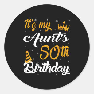 Adesivo Redondo Feliz É o 50º Aniversário da Minha Tia 1975 50 Ano