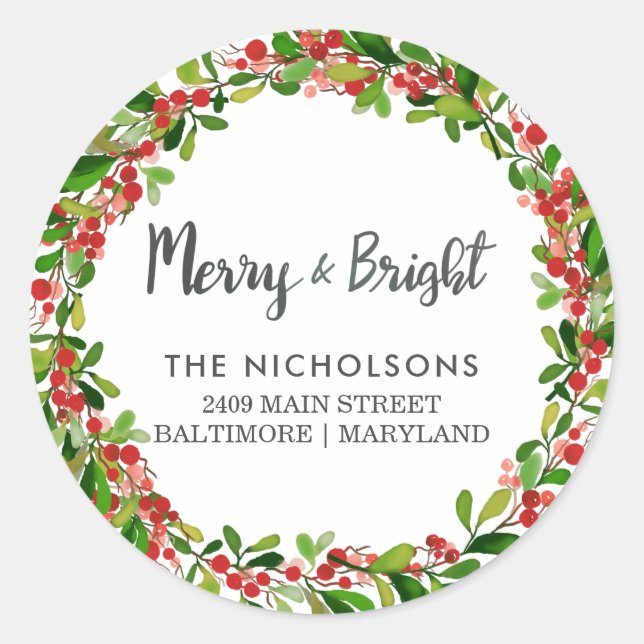 Adesivo Redondo Feliz E Script Brilhante | Endereço para devolução (Frente)