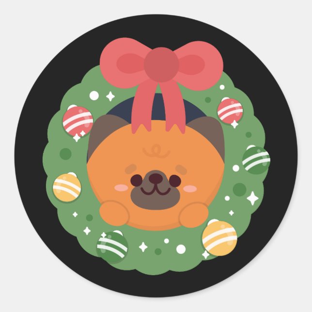 Adesivo Redondo Feliz e Simples Feliz Natal (Frente)