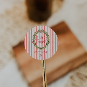 Adesivo Redondo Feliz e Vermelho Brilhante Faixa Arco de Natal