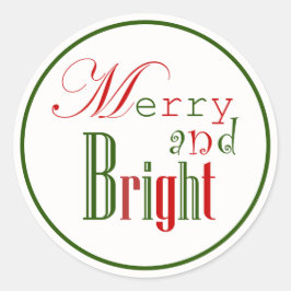 Adesivo Redondo Feliz e Vinhetas de Natal verdes e vermelhos