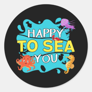 Adesivo Redondo Feliz em te ver - Trocadilho Oceânico