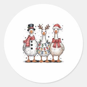 Adesivo Redondo Feliz Engraçado Goosemas Bobo de Natal Ganso X
