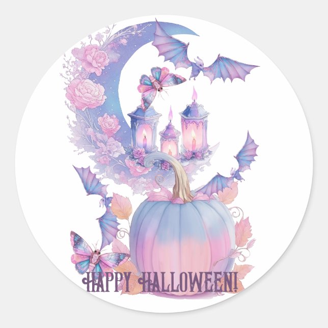 Adesivo Redondo Feliz Espírito de Halloween (Frente)