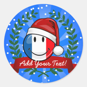 Adesivo Redondo Feliz Estilo de Natal Sinalizador da França