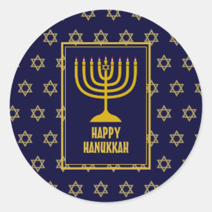 Adesivo Redondo FELIZ Estrela HANUKKAH David AZUL