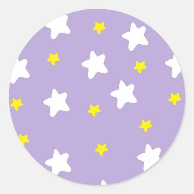 Adesivo Redondo Feliz Estrelas Roxo (Frente)
