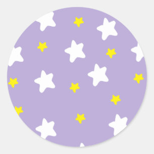 Adesivo Redondo Feliz Estrelas Roxo