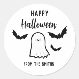 Adesivo Redondo Feliz Fantasma Amigável de Halloween