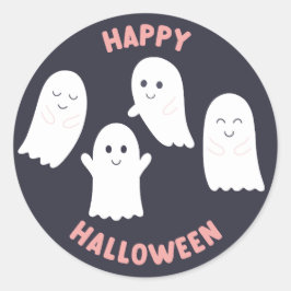 Adesivo Redondo Feliz Fantasmas Amigáveis do Halloween