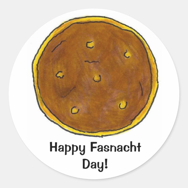 Adesivo Redondo Feliz Fasnacht Fastnacht Day PA Rosquinha Holandes (Frente)