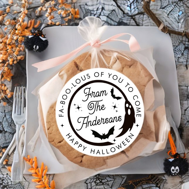 Adesivo Redondo Feliz Feliz Halloween Fantasma Obrigado Favor do P (Criador carregado)