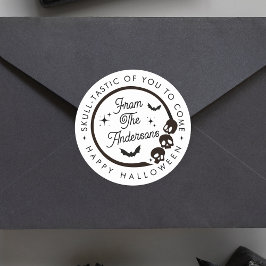 Adesivo Redondo Feliz Feliz Halloween Skeletons Bats