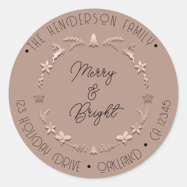 Adesivo Redondo Feliz Feriado Brilhante Endereço Feriado Feriado F (Frente)