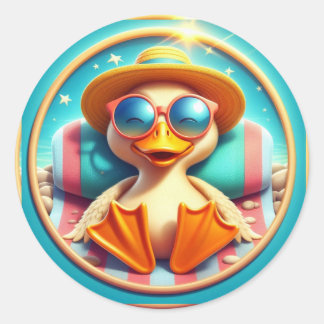 Adesivo Redondo Feliz feriado de verão, dia divertido de praia,