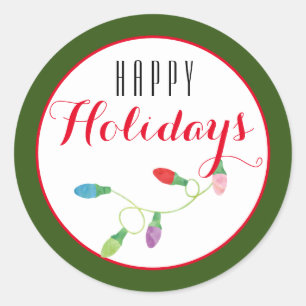 Adesivo Redondo Feliz Feriado Feliz Natal Colorido/ Verde