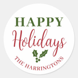 Adesivo Redondo Feliz Feriado Personalizar Nome da Família