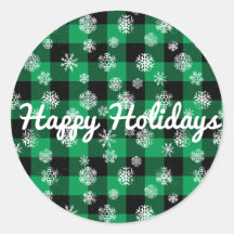Feliz Feriados l Snowflakes Xadrez Verde Buffalo