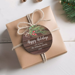 Adesivo Redondo Feliz Feriados! Pine d'água natal