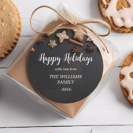 Adesivo Redondo Feliz Feriados! Russo, Natal