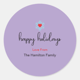 Adesivo Redondo Feliz Feriados Xmas Simples Floco de Neve Vermelho