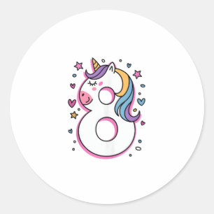 Adesivo Redondo Feliz Festa de aniversário De 8 Anos Para Gir