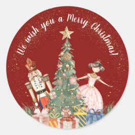 Adesivo Redondo Feliz Festa de Natal Nutcracker
