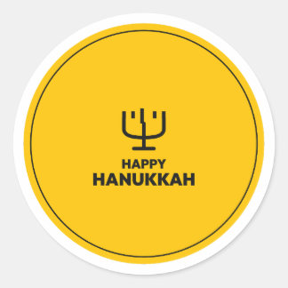 Adesivo Redondo Feliz Festival das Luzes da Menorá de Hanukkah Jud