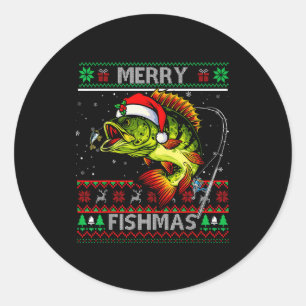 Adesivo Redondo Feliz Fishmas B Peixe Natal Feio De Natal