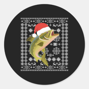 Adesivo Redondo Feliz Fishmas Natal Feio Papais noeis de Camisa Pe