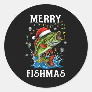 Adesivo Redondo Feliz Fishmas Papai Noel Amantes de Pesca Piadista