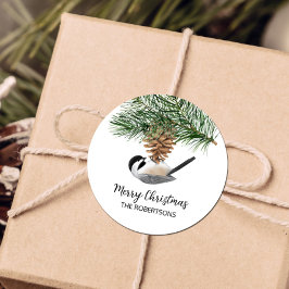 Adesivo Redondo Feliz Frango de Natal no Pinecone