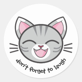 Adesivo Redondo Feliz Gato Motiva Um a Rir