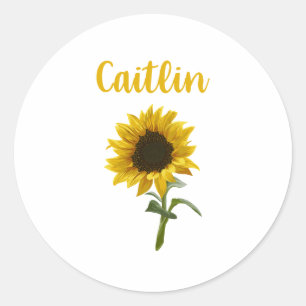Adesivo Redondo Feliz Girassol - Nome Caitlin