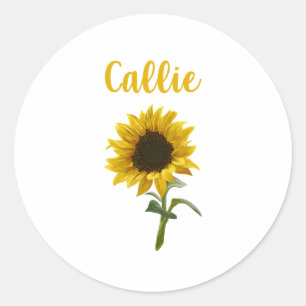 Adesivo Redondo Feliz Girassol - Nome Callie