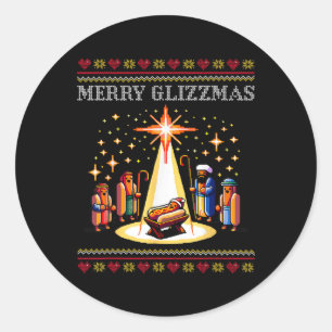Adesivo Redondo Feliz Glizzmas Tacky Engraçado Feliz Cachorro Quen