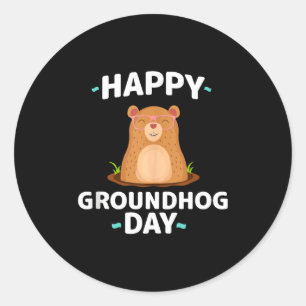 Adesivo Redondo Feliz Gráfico do Dia do Groundhog Funny Camiseta d
