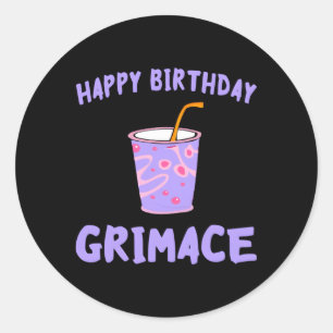 Adesivo Redondo Feliz Grimace Purple Milshake Hbd
