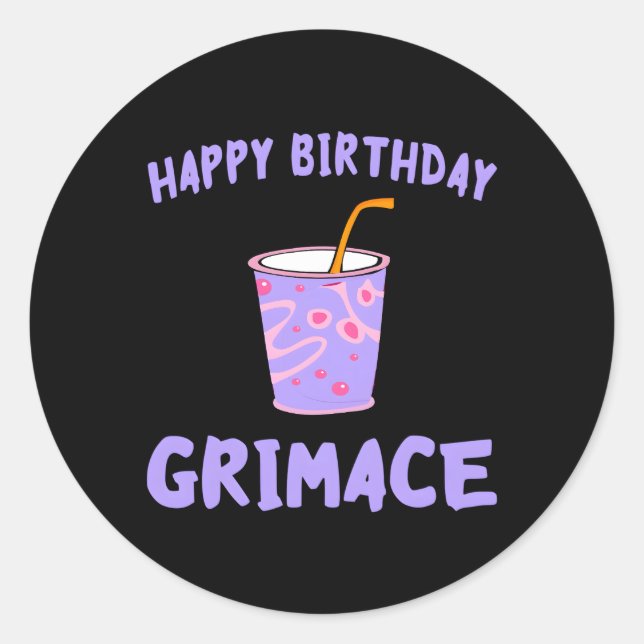 Adesivo Redondo Feliz Grimace Purple Milshake Hbd (Frente)