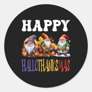 Adesivo Redondo Feliz Hallothanksmas Dia das Bruxas Dia de Ação de