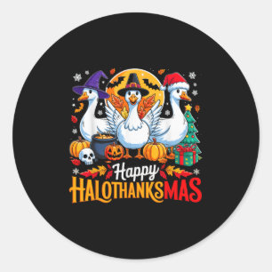 Adesivo Redondo Feliz Hallothanksmas Engraçado Amantes de os anima
