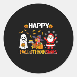 Adesivo Redondo Feliz Hallothanksmas Engraçado Halloween Dia de Aç