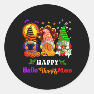 Adesivo Redondo Feliz Hallothanksmas Três Feliz de Halloween dos G