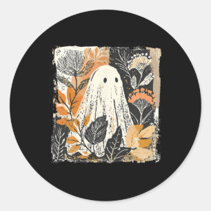 Adesivo Redondo Feliz Hallowe Feliz Hallowe Ghost Wildflower