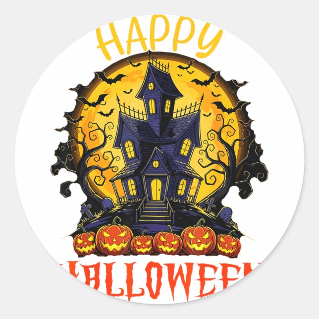 Adesivo Redondo Feliz Halloween  (Frente)