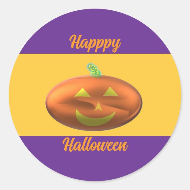 Adesivo Redondo Feliz Halloween Abóbora  (Frente)