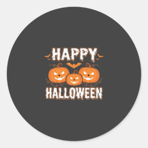 Adesivo Redondo Feliz Halloween Abóbora Morcego Vetor