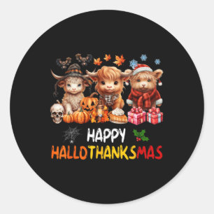 Adesivo Redondo Feliz Halloween Ação de Graças Highland Co